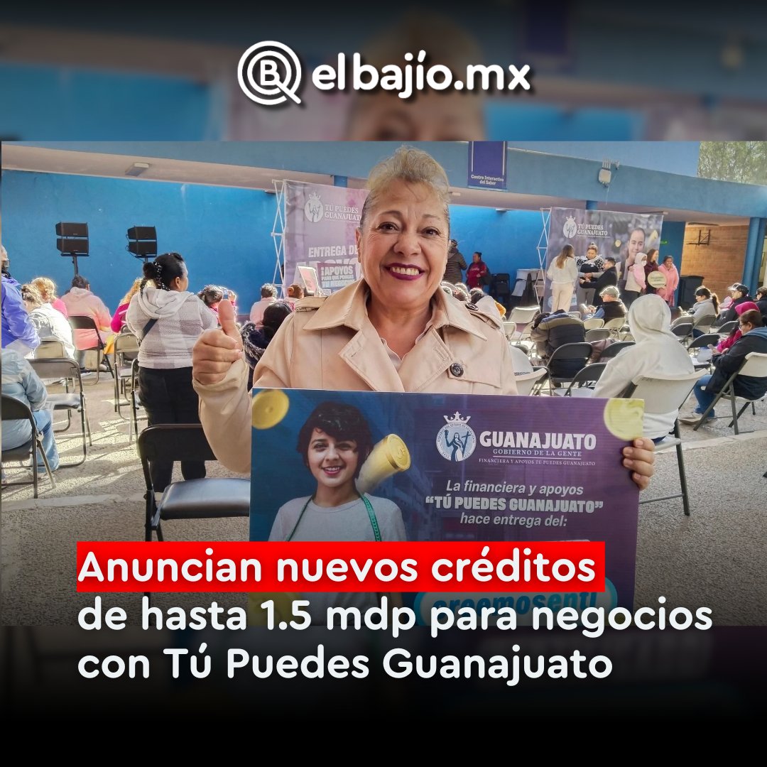 #GUANAJUATO 🔴 La financiera estatal Tú Puedes Guanajuato anunció que en 2026 ofrecerá créditos de hasta 1.5 millones de pesos, con plazos de pago más amplios y esquemas más flexibles para emprendedores.

Este año contará con una bolsa de 403.5 millones de pesos.