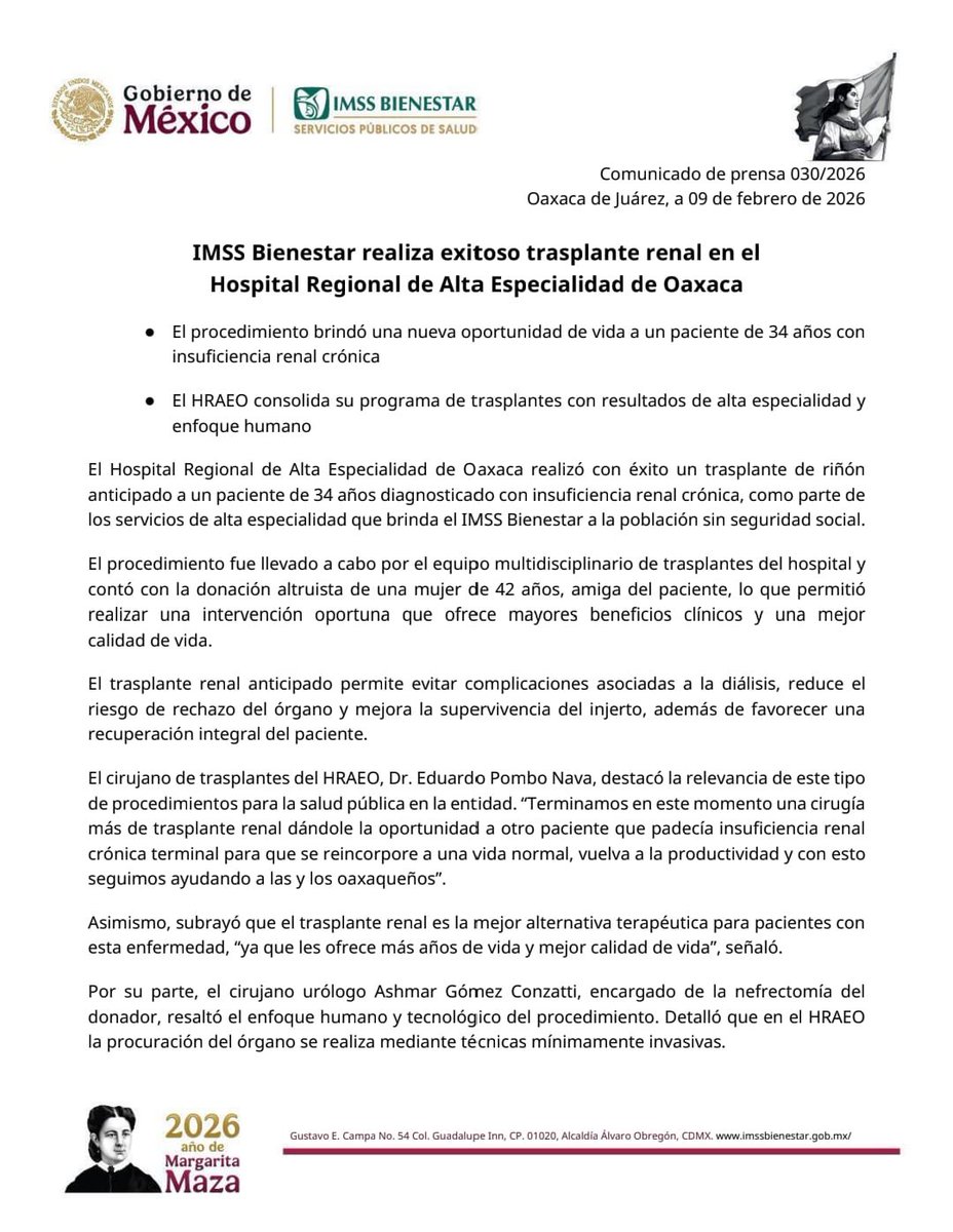 El HRAEO fortalece su programa de trasplantes con atención de alta especialidad y enfoque humano.