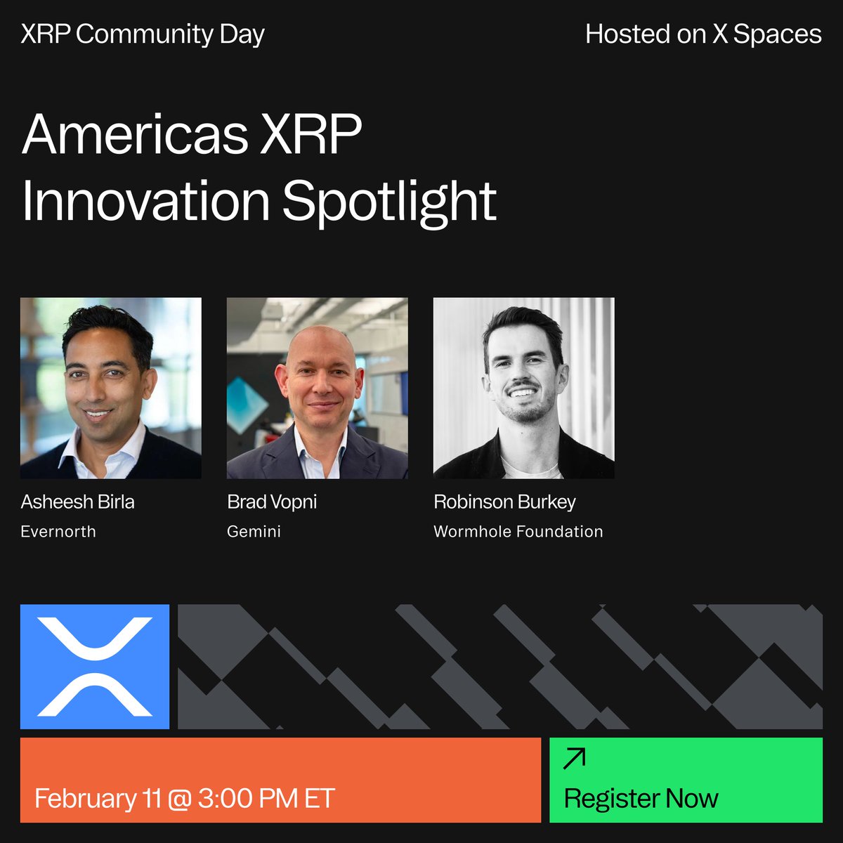 XRP COMMUNITY DAY: The Americas XRP Innovation Spotlight brings @EvernorthXRP, <a href="/Gemini/">Gemini</a>, and @Wormhole together to show how they are using XRP today and what is coming next on their roadmaps.

🎙️ This community-driven session starts with featured teams, then opens the floor to