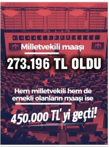 abocan07's tweet photo. Milletvekili emekliliği kaldırılmalıdır 

Milletvekili sayısı düşürülmelidir

Milyonlarca emekli 20 bin lira sefaletinde yaşıyor
#EmekliyeDertOldunuz https://t.co/bavVbrLUpN
