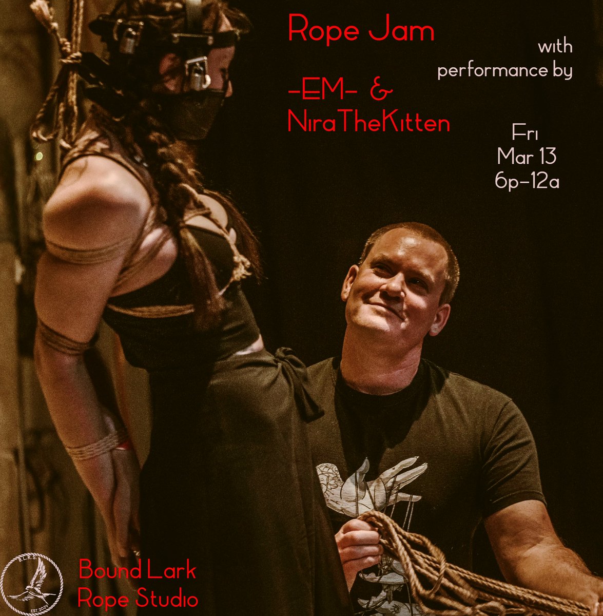 Our presenters are doing a performance before their workshop at our jam! Come spend time with <a href="/EMDoesRope/">EM</a> and <a href="/nirathekitten/">nirathekitten</a>. boundlark.com/perfjam3