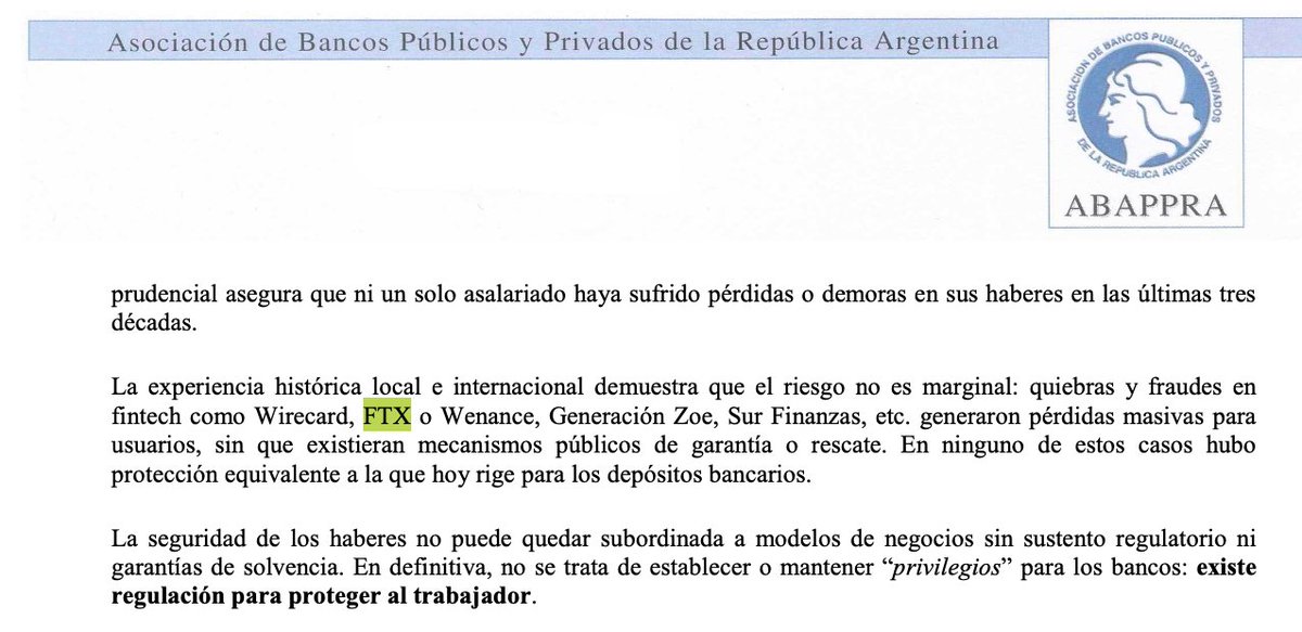 Argumento de los bancos para que no cobres tu sueldo en Mercado Pago, Lemon y otras PSP:
“FTX quebró”.

Eh? 🤌