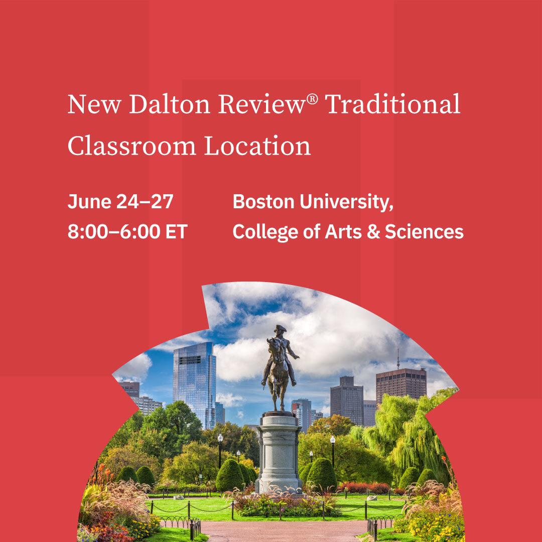 Wicked news — the Dalton Review™ is coming to Beantown!

If you're targeting the July '26 exam and prefer a live learning experience, join us at Boston University's College of Arts and Sciences June 24–27 for four days of in-person CFP® review.

Register: bit.ly/46C9Vnq