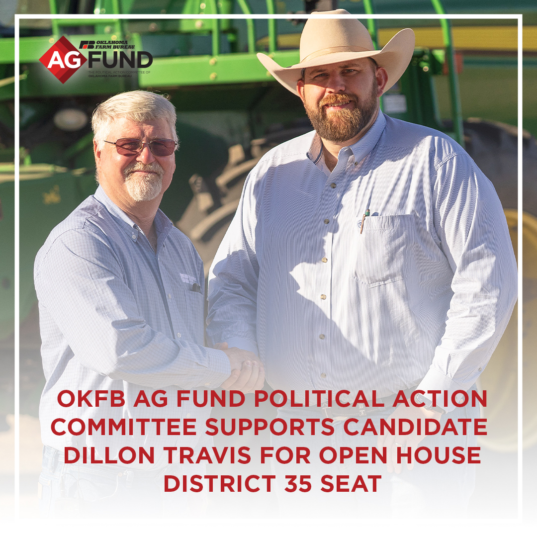 okfarmbureau's tweet photo. OKFB’s grassroots-led Ag Fund political action committee supports candidate Dillon Travis as a fellow agriculturalist for the HD 35 seat. If you're in Oklahoma HD 35, parts of Creek, Noble, Osage, Pawnee and Payne Counties be sure to get to the polls Feb. 10 from 7 a.m. to 7 p.m. https://t.co/oJFqoaoO9O