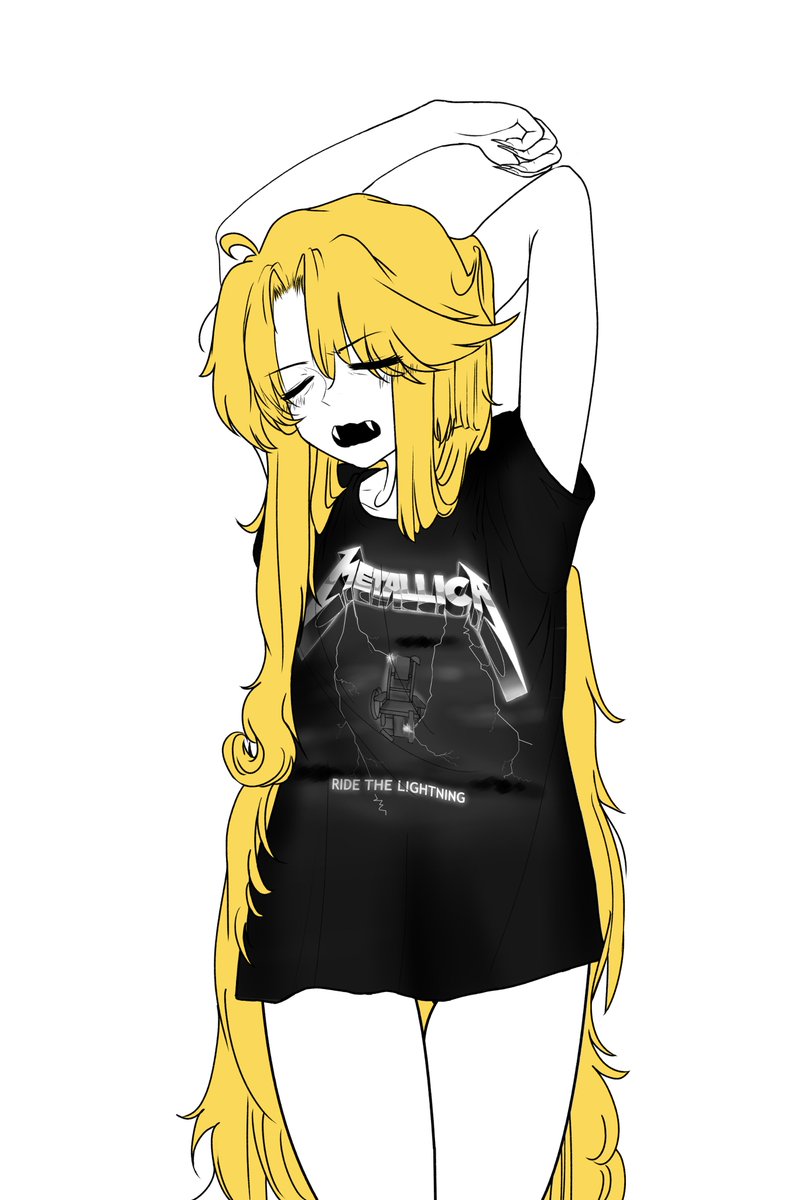 She had but just awoken... Clad in her band shirt.