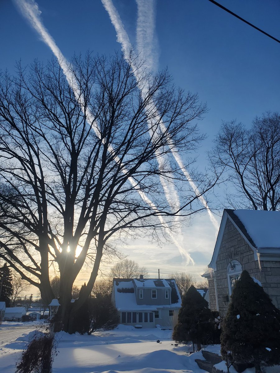 katcy's tweet image. My sky rn in Pennsylvania.  Crazy how some people believe these to be harmless contrails?