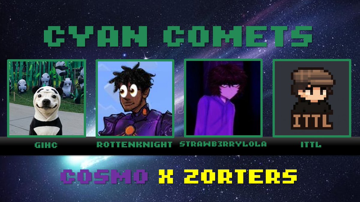 YuiThaWitch's tweet photo. Introducing the Cyan Comets

gihc @knight_rotten strawberrylola ittl

watch them play in Cosmo x Zorters 21st feb 2pm EST https://t.co/S2jPQu9dnm