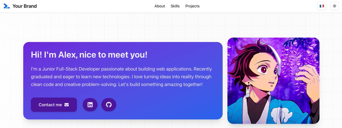 Kinodev_'s tweet photo. 🚀 I just launched a Minimal Developer Portfolio Template built with Next.js + Tailwind!
https://t.co/v7mEUA6ItJ
✨ Features:
- JSON-powered content (super easy to update)
- Dark / Light mode
- Multi lang support

#Nextjs #React #TailwindCSS #WebDev #Portfolio #Developers https://t.co/yADEtlhbED
