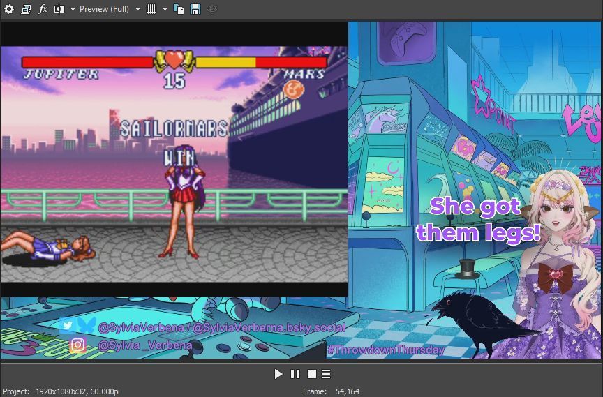 SylviaVerbena's tweet photo. This has been in the editing queue for a while, but the 2nd video for Sailor Moon S: Jōgai Rantō is almost finished!

This time we have our own mini tourney to see who's the best Sailor Scout fighter 💪 

Coming very soon! ✨️ 

✧ #ENVtuber #SailorMoon #ArcSysSMS ✧ https://t.co/mrH0tg4w1B