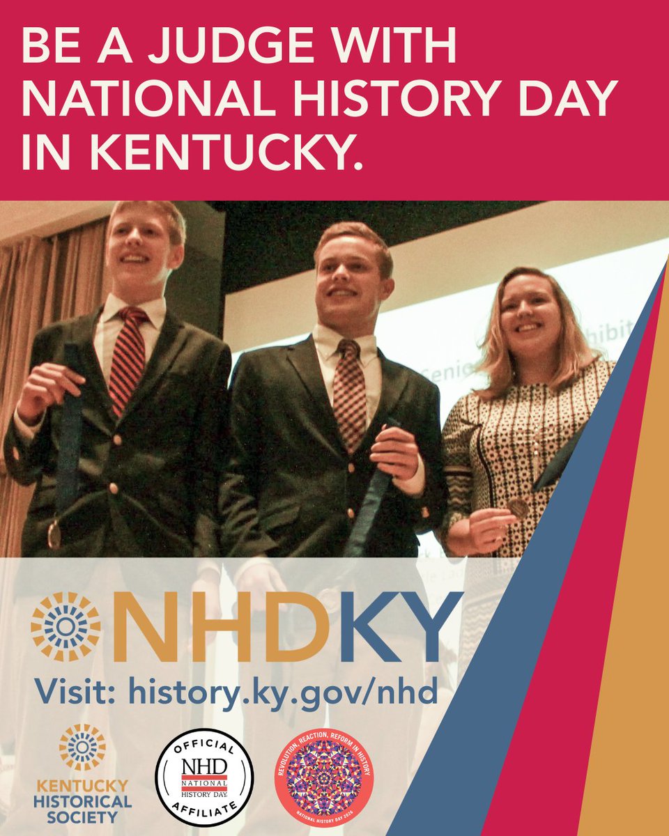 LAST CALL FOR VOLUNTEER JUDGES: 👀
National History Day in Kentucky regional competitions begin soon, and you can help make a difference by volunteering as a judge for competing students.

Register here:
➡️register.nhd.org/Contests

Learn more:
➡️history.ky.gov/nhdky
