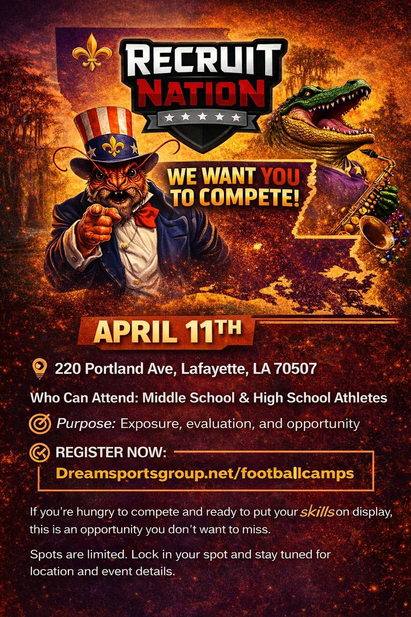 JJagahaga71431's tweet photo. huge thanks to @CoachSethJ to inviting me to this camp i cant wait to show my talent!@RecruitLouisian @PrepRedzoneLA https://t.co/SBxGmpmWzP