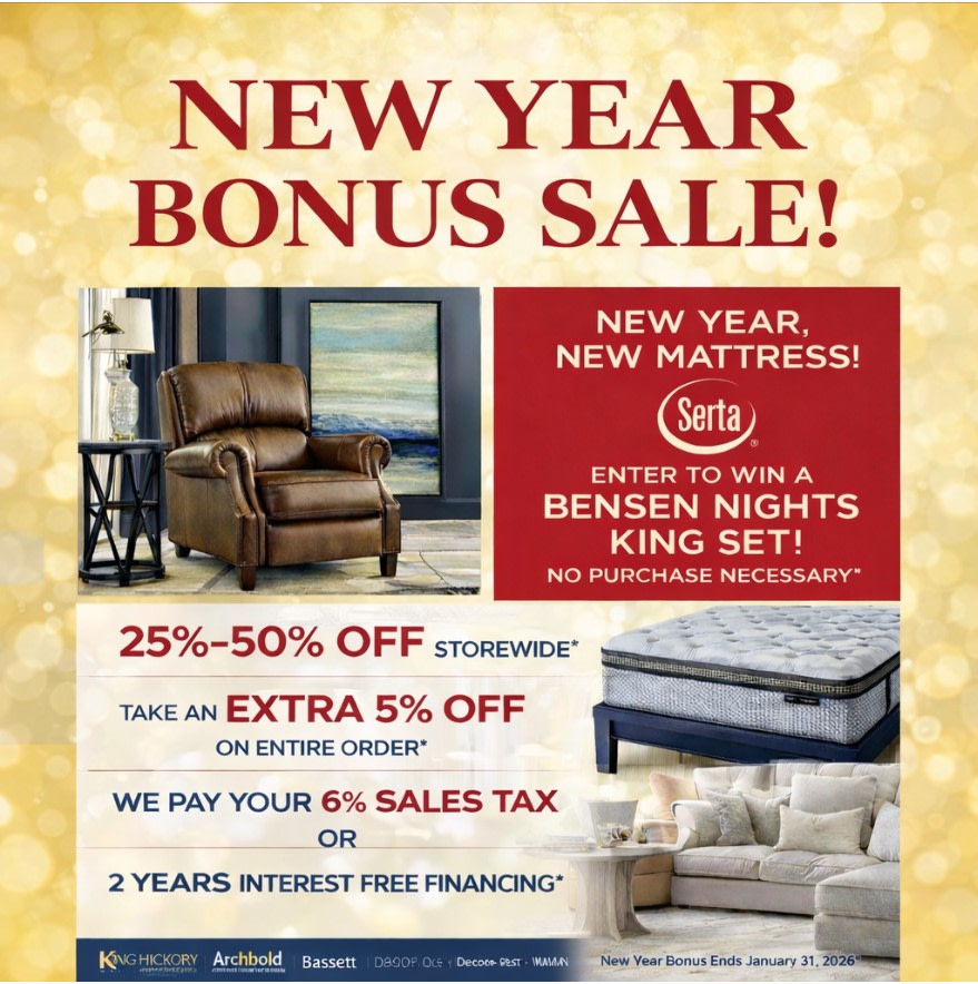 McLaughlinsHome's tweet photo. Start the year sleeping better.
Shop our New Year Bonus Sale and save 25%–50% OFF storewide, plus an extra 5% OFF your order.
✔️ We pay your 6% sales tax
OR
✔️ Enjoy 2 years interest-free financing

*Don’t forget, enter to win a Bensen Nights King Set (no purchase necessary). https://t.co/3N9aBtBtd3