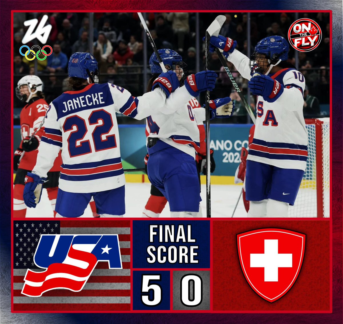 Team USA defeats Team Switzerland 5-0 at the #MilanoCortina2026 Olympics!

#iihf #PWHL #USAHockey #SwissHockey