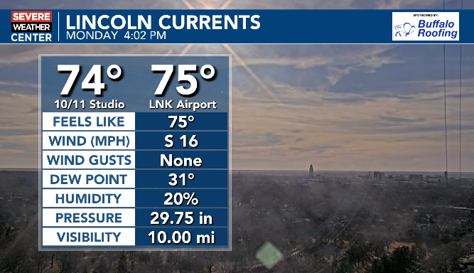 Current 4 PM Temperatures across Nebraska and for Lincoln.
