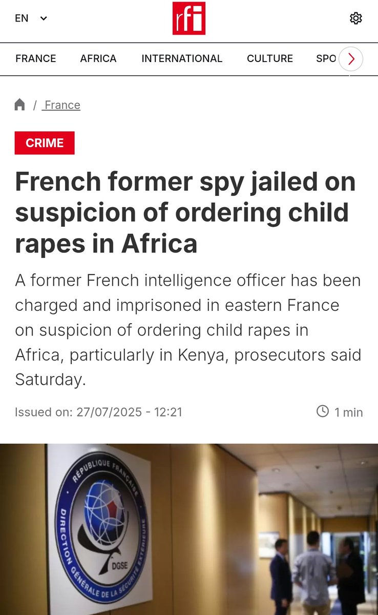 14 individuals arrested in Senegal after infecting more than 150 kids with AIDS to keep them under control in a pedocriminal network, with Pierre Robert, a French national, identified as the ring leader.

It's the 2nd time in 6 months a French is caught ordering kids' r*pe in