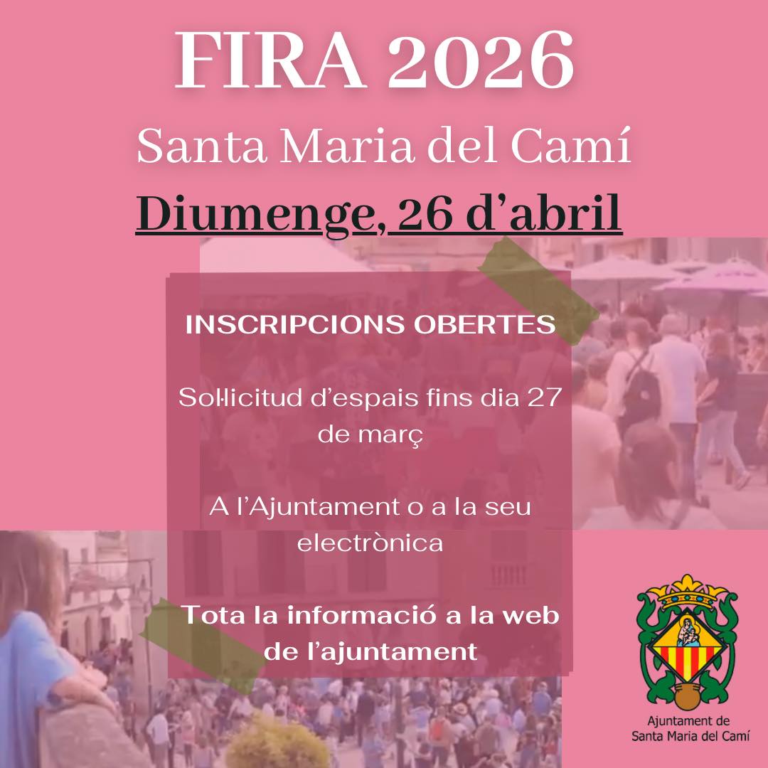 AjStaMariaCami's tweet photo. #fira2026 #espais #promocióeconòmica 
#santamariadelcamí 
✅ https://t.co/NHOAp7pCbQ https://t.co/G1UMihovsR