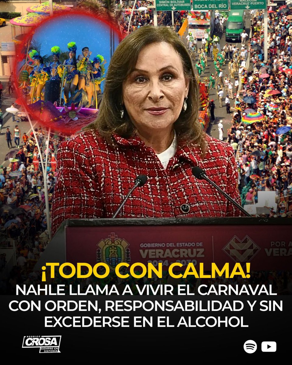 NAHLE LLAMA A VIVIR EL CARNAVAL CON ORDEN Y RESPONSABILIDAD 🎭

La gobernadora Rocío Nahle invitó a disfrutar el Carnaval de Veracruz como una fiesta familiar, pidiendo moderación en el consumo de alcohol y convivencia con respeto del 10 al 18 de febrero. 🤝