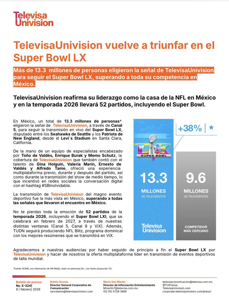 TelevisaUnivision Prensa tweet media