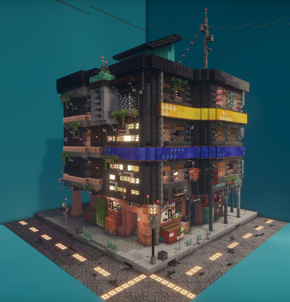 My first attempt at a cyberpunk styled build, tried some new things with this one and its a bit rough but overall i'm happy with the result. I took alot of reference and inspiration from: dgafner3.artstation.com/projects/VgDo1P
Shaders used are Photon
#Minecraftbuilds #Minecraft