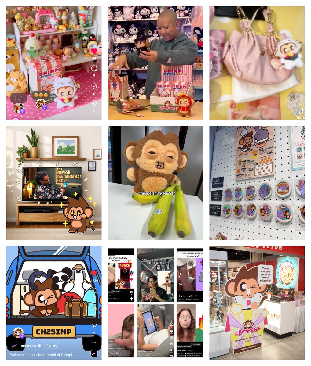 Everyone talks about brand building and fandom

Meanwhile, <a href="/ChimpersHQ/">Chimpers</a>:

• 3.6M followers
• Collabs with Fugglers, Molang + more
• Mainstream media + podcast features
• Real world fans unboxing blind boxes

No paid. All organic 

Earning love, one step at a time 🐒✨