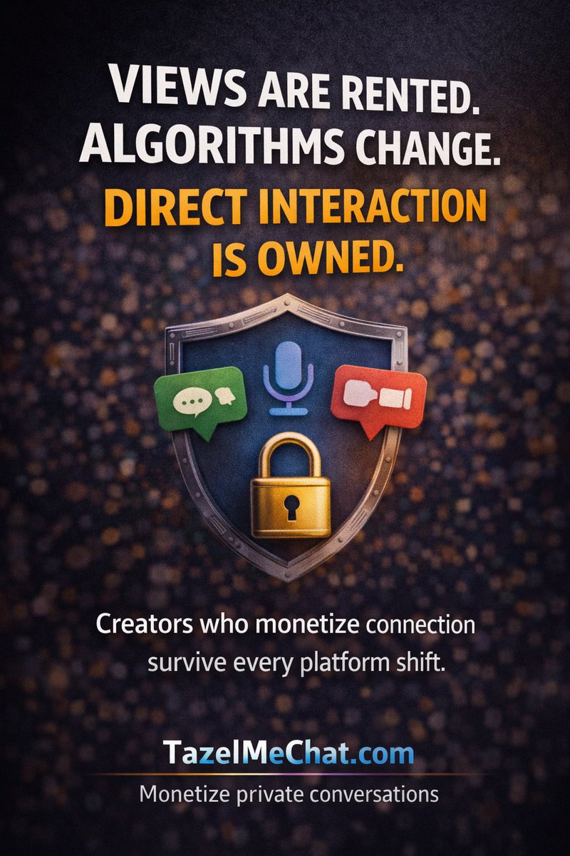 TazelMeChat's tweet image. THE TRUTH BOMB

Views are rented.
Algorithms change.
Direct interaction is owned.

Creators who monetize connection survive every platform shift.

#CreatorBusiness #OwnYourAudience