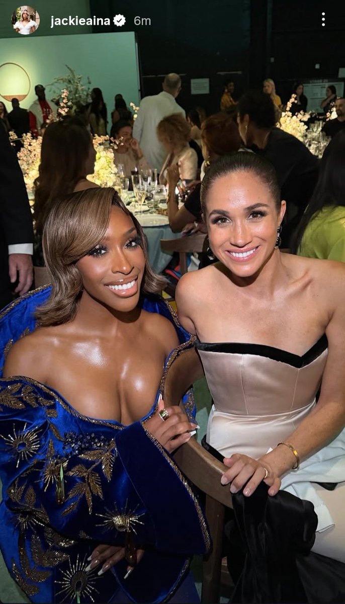 Meghan with Jackie Aina at the #FifteenPercentPledge Gala in LA 

#MeghanSussex