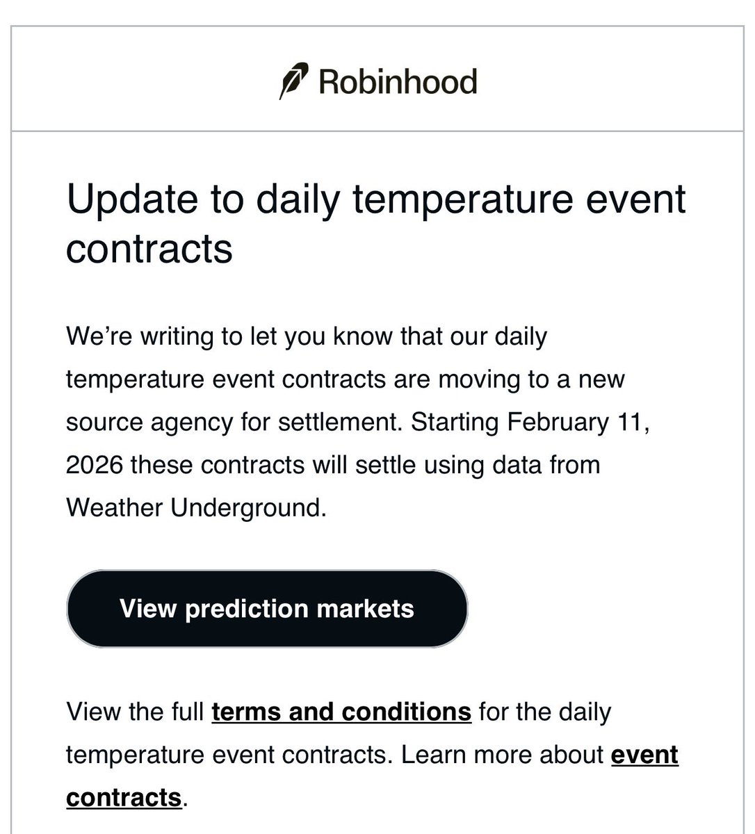 btsullivan91's tweet photo. Incredibly stupid move from @RobinhoodApp to go the way of Polymarket resolving weather markets based on WU, which only uses hourly observations, meaning no data between hours matters. Glad @Kalshi is still doing it right… cc @ryanweather https://t.co/OPtY32TU1a