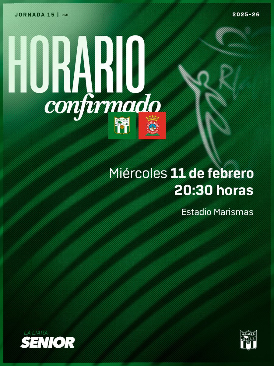 El #ElDerbiPalaciego se disputará finalmente el miércoles 11 de febrero a las 20:30 horas ✍️📆

¡Os esperamos a todos, liareños! 🫵💚