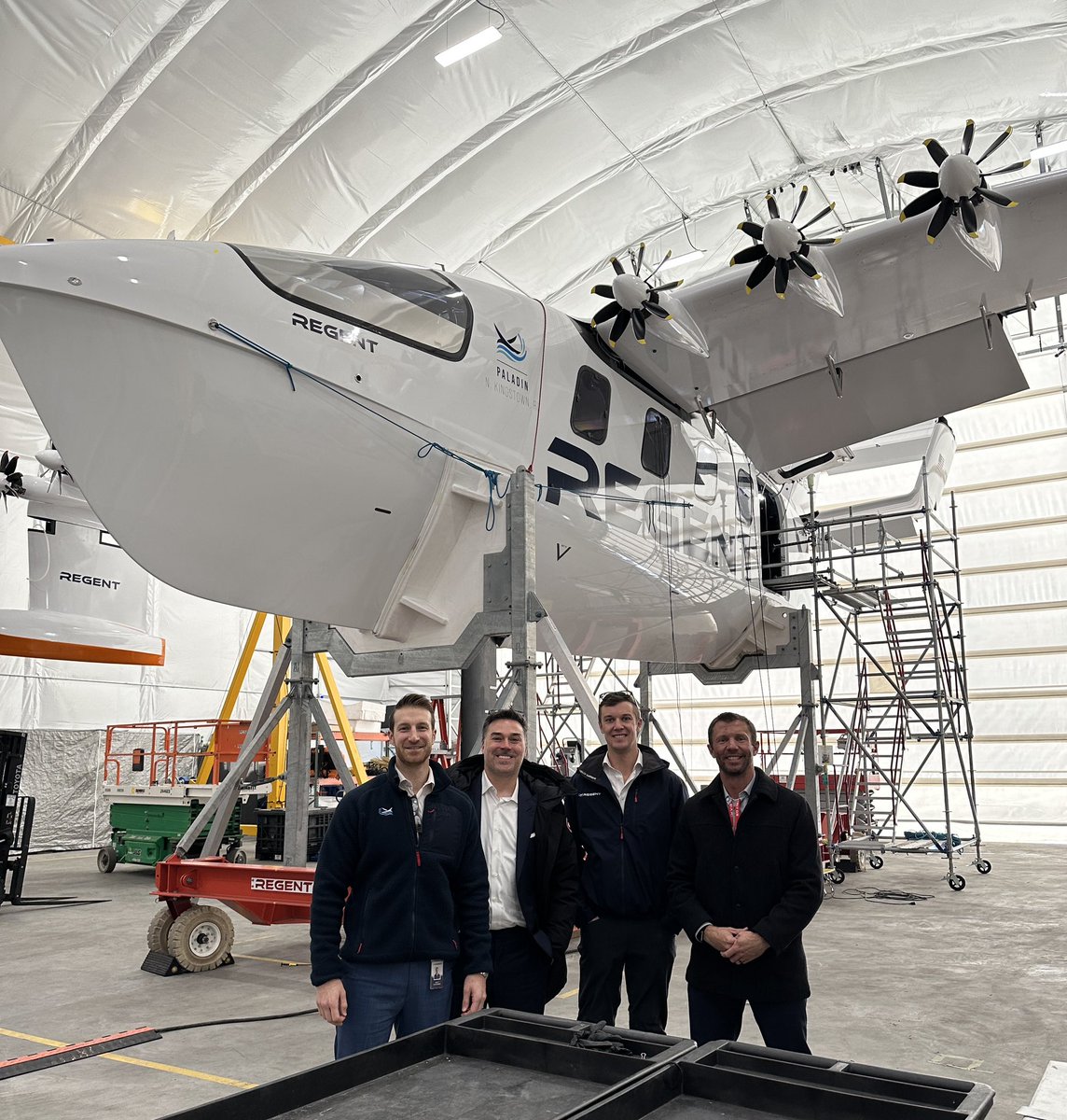 Fun visit at <a href="/regentcraft/">REGENT</a> this afternoon with <a href="/mttgrmm/">Matt Grimm</a> while spending the day at the <a href="/anduriltech/">Anduril Industries</a> shipyard next door in Quonset, RI.

The entire harbor is frozen solid right now, but can’t wait to see this baby fly when it warms back up! 😂 

Thanks for hosting <a href="/billythalheimer/">Billy Thalheimer</a>.