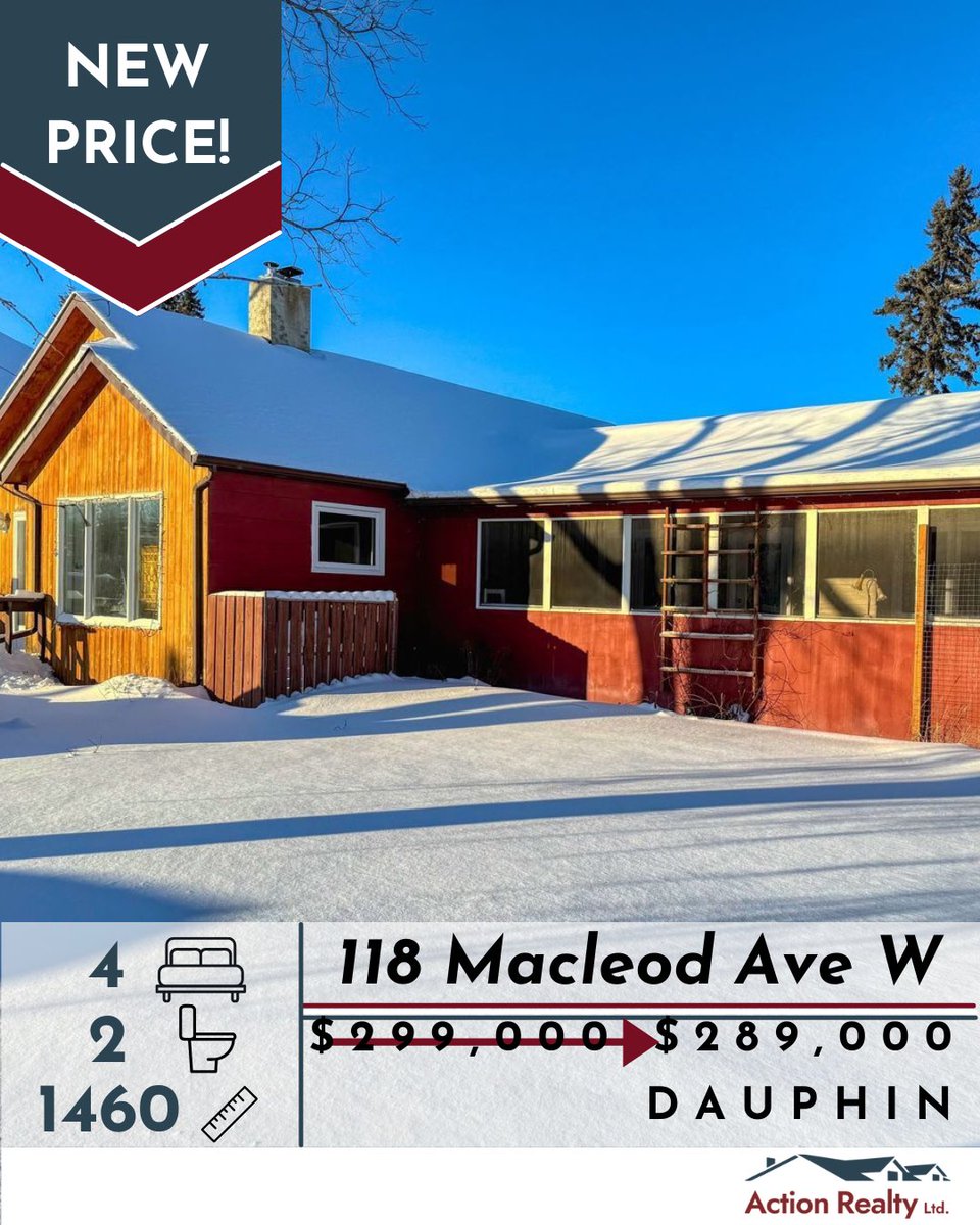 🚨NEW PRICE ALERT!🚨118 Macleod Ave W in Dauphin is now $289,000! Check it out here: actionrealtyltd.ca/dauphin-homes/…