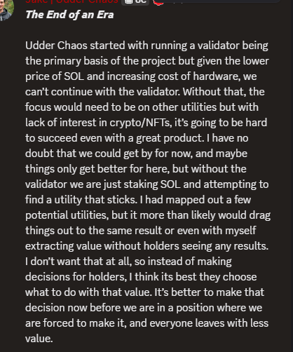 SlodyMachete's tweet photo. one in a million, @UdderChaosSOL goes out with a bang returning the full mint price to anyone still around as part of the shutdown of the project.

@BearioFN is truly a class act and has been here since early 2022 through bull and bear and not only did not rug but was active... https://t.co/hDFhu7ttH6