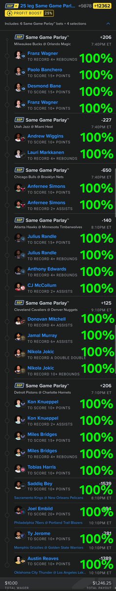 🚨100% Lines v Opponent🚨

🙏🏼🌟🌟Tips Welcome🌟🌟🙏🏼

February 9th 2026

*From L3Seasons when applicable*

100% Hit Rates on every leg v Opp

This is the blueprint, take off any legs you dont like.

🕯🔮🕯

If you tail,
Tail responsibly 🫡 
🔗👇🏼
account.sportsbook.fanduel.com/sportsbook/add…