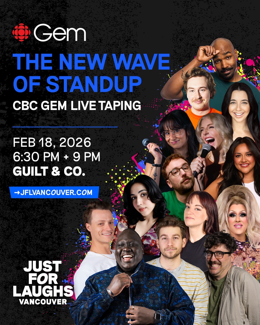 JFLVancouver's tweet image. Lights on. Mics hot. Cameras rolling 🎥🎤
Filmed LIVE at Just For Laughs VANCOUVER, 14 of Canada’s freshest comedy voices hit the stage for a brand-new season of The New Wave of Standup — made exclusively for CBC Gem.

#JustForLaughs #JFLVAN