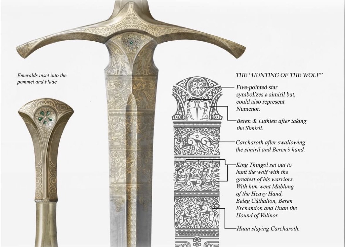 FellowshipFans's tweet image. Aranrúth ~ Legendary sword of King Thingol of Doriath.

Borne by #Míriel in #TheRingsofPower, Wētā Art Director Vaughan Flanagan noted: “The sword that Míriel wears is both a relic of the first age and heirloom of the Kings and Queens of #Númenor…These etchings continue onto the…