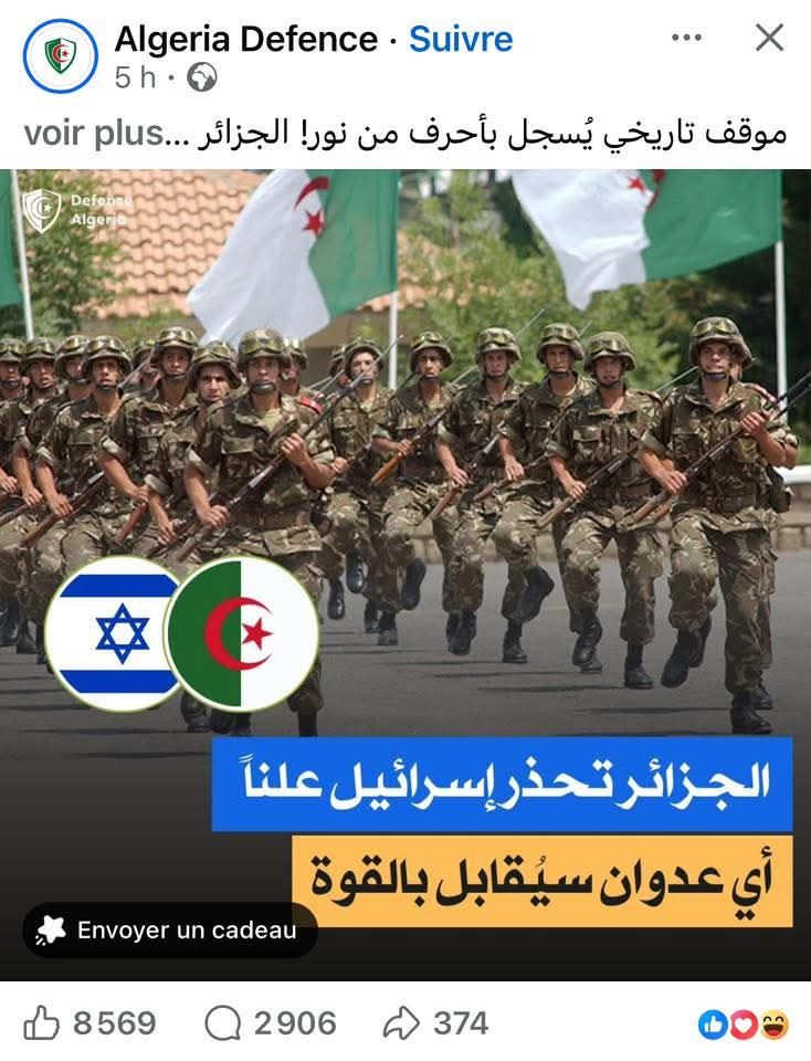 okbameziane19's tweet photo. ⚠️تنبيه و تحذير هام
صفحة مغربية عياشية تنشر مغالطات و أكاذيب عن الجيش الجزائري مدعية أنها جزائرية
التفاعل  كبير كبيرجدا ⬇️⬇️⬇️ https://t.co/u8XNtpuh6I