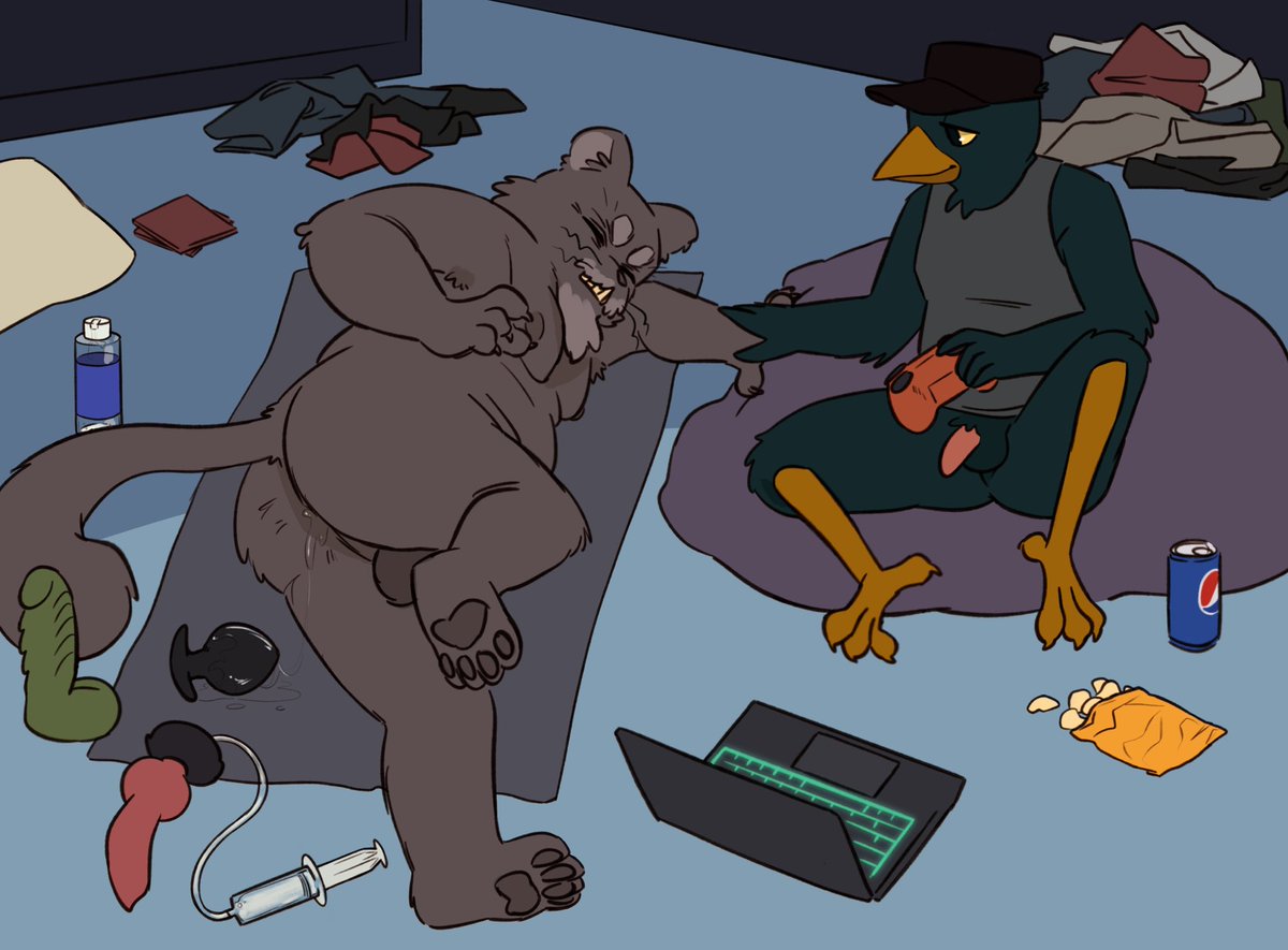 Comm for <a href="/tomnookusedjock/">chip @ tomnookusedjock</a>!

Ever since Bruce and Germ moved in together, they’ve had lots of fun times. Looks like they’re both very happy to have some privacy away from the woods. 

#furry #nitw #nsfw