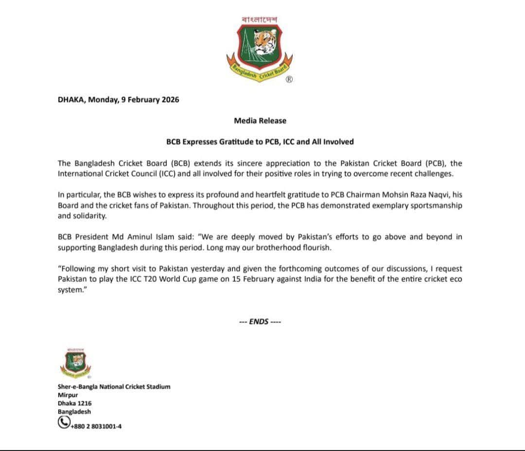 🚨 BANGLADESH REQUESTS PAKISTAN 🚨

- BCB has requested PCB to play against India for the betterment of world cricket.