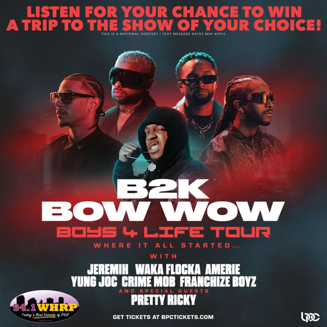 B2K is back for their 25th Anniversary &amp; they’re rolling with Bow Wow for the Boys 4 Life Tour! Plus Jeremih, Pretty Ricky, Waka Flocka, Yung Joc, Crime Mob &amp; Dem Franchize Boyz! You could go see them in the city of your choice! Listen for the text keywords for a chance to win!