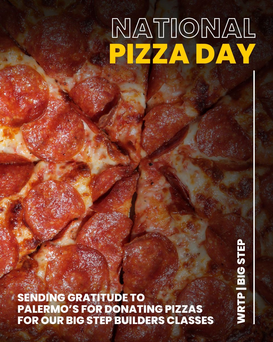 wrtpbigstep's tweet image. Happy #NationalPizzaDay 🍕

All of us at WRTP | BIG STEP would like to thank @Palermos_Pizza for generously donating #pizzas for our BIG STEP Builders #classes! 

Learn more about our and #training and #apprenticeship-readiness opportunities:
🔗 wrtp.org/programs-and-s…