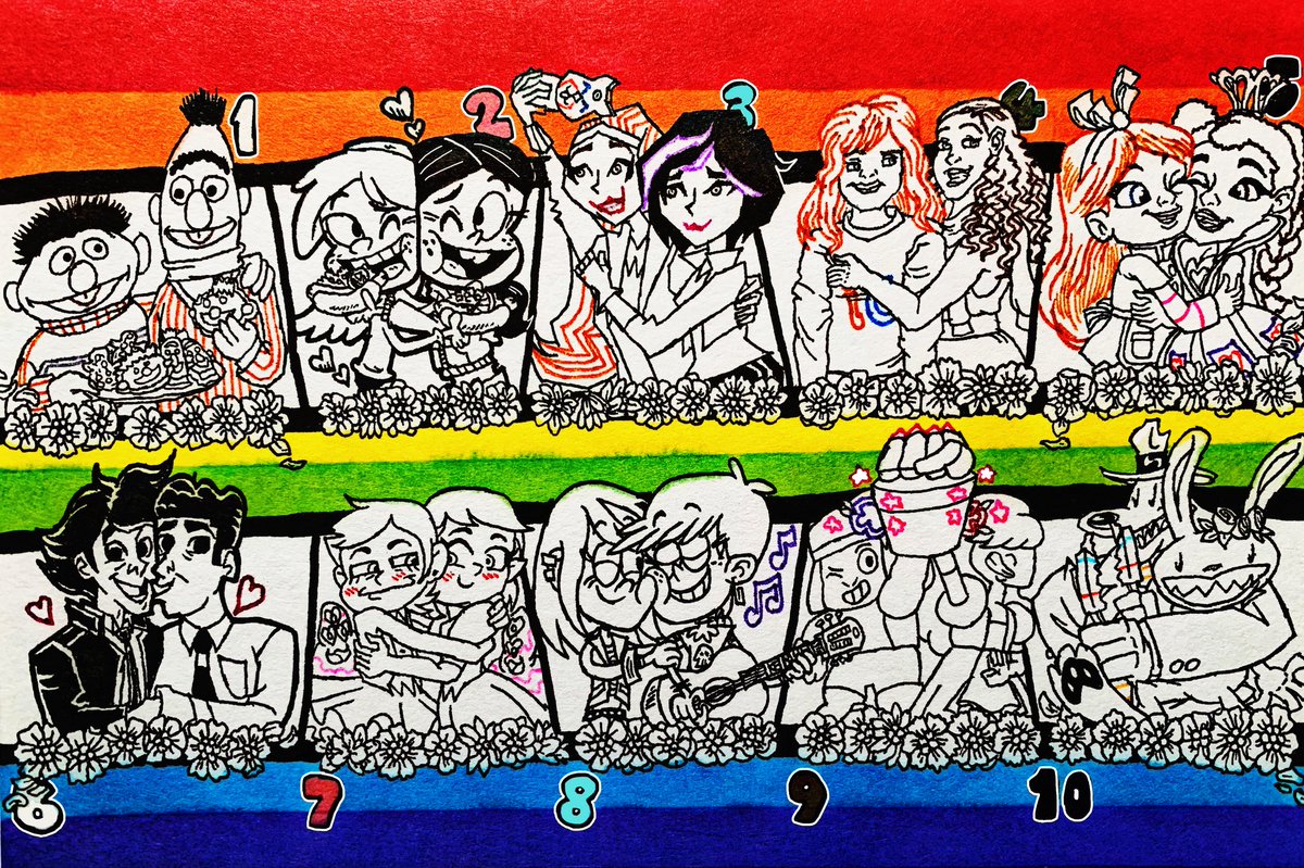 duda_wilson's tweet photo. My Top 10 Favorite Cartoon Pride Couples I love to ship #PrideCouples #ErnieandBert #Sidonnie #HoneyGogo #SamandCat #AlicesWonderlandBakery #ValentinesDay2026 #Shipping https://t.co/SGZ32T30YI