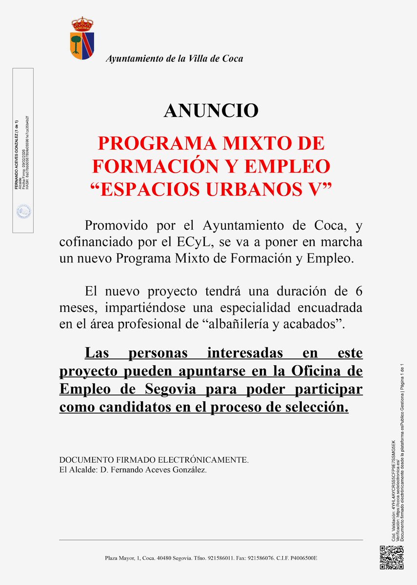Ayuntamiento de Coca tweet media