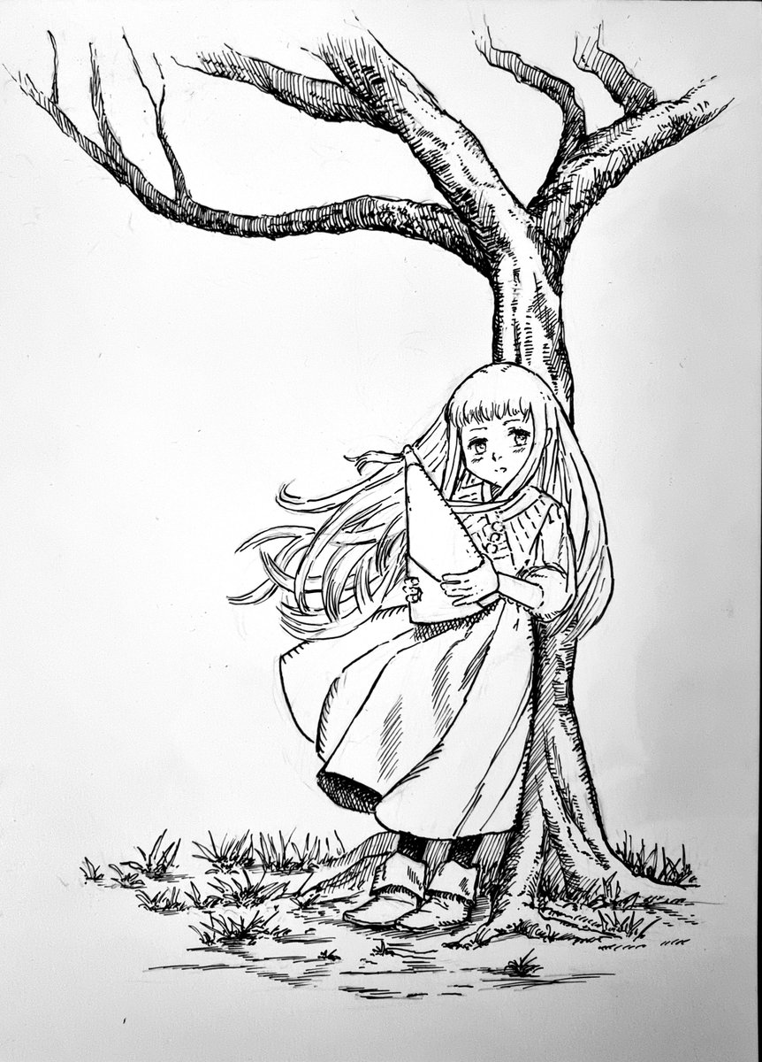 Chives___'s tweet photo. Shirahama-sensei has been a huge inspiration for a while now, so it only felt natural to draw some of the Witch Hat girls when trying out traditional ink drawing ☺️
#witchhatatelier  #Δ帽子 https://t.co/dSXT3poRWG