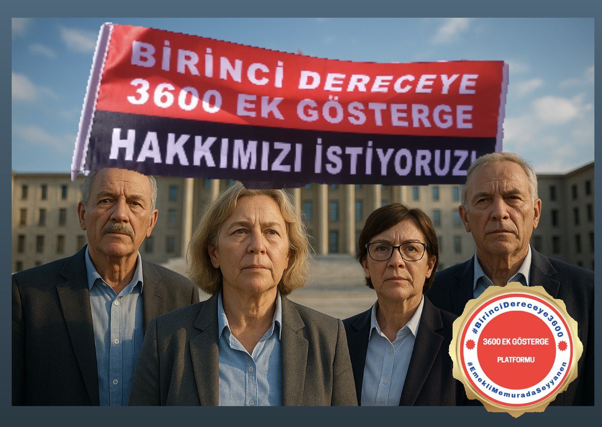 <a href="/SedatOnalsedat/">🇹🇷Sedat ÖNAL🇹🇷</a> <a href="/RTErdogan/">Recep Tayyip Erdoğan</a> <a href="/dbdevletbahceli/">Devlet Bahçeli</a> <a href="/avabdullahguler/">Abdullah Güler</a> <a href="/PrfDrFilizKilic/">Prof. Dr. Filiz KILIÇ</a> <a href="/MKalayci42/">Mustafa Kalaycı</a> <a href="/memetsimsek/">Mehmet Simsek</a> <a href="/_aliyalcin_/">Ali YALÇIN</a> <a href="/_cevdetyilmaz/">Cevdet Yılmaz</a> <a href="/isikhanvedat/">Prof. Dr. Vedat Işıkhan</a> <a href="/Akparti/">AK Parti</a> <a href="/MHP_Bilgi/">MHP</a> <a href="/iletisim/">T.C. İletişim Başkanlığı</a> NERDENEZAMAN #BirinciDereceye3600 Ek Gösterge sözü verildi, yaklaşık üç yıl geçti!
Artık söz değil, icraat istiyoruz!#EmekliMemuradaSeyyanen
<a href="/RTErdogan/">Recep Tayyip Erdoğan</a> <a href="/dbdevletbahceli/">Devlet Bahçeli</a> <a href="/eczozgurozel/">Özgür Özel</a> <a href="/MDervisogluTR/">Müsavat Dervişoğlu</a> <a href="/isikhanvedat/">Prof. Dr. Vedat Işıkhan</a> <a href="/55erhanusta/">Dr. Erhan Usta</a> <a href="/cenginyurt52/">Cemal Enginyurt</a> <a href="/_aliyalcin_/">Ali YALÇIN</a> <a href="/OnderKahveci/">Önder Kahveci</a> <a href="/Akparti/">AK Parti</a>  @MHP