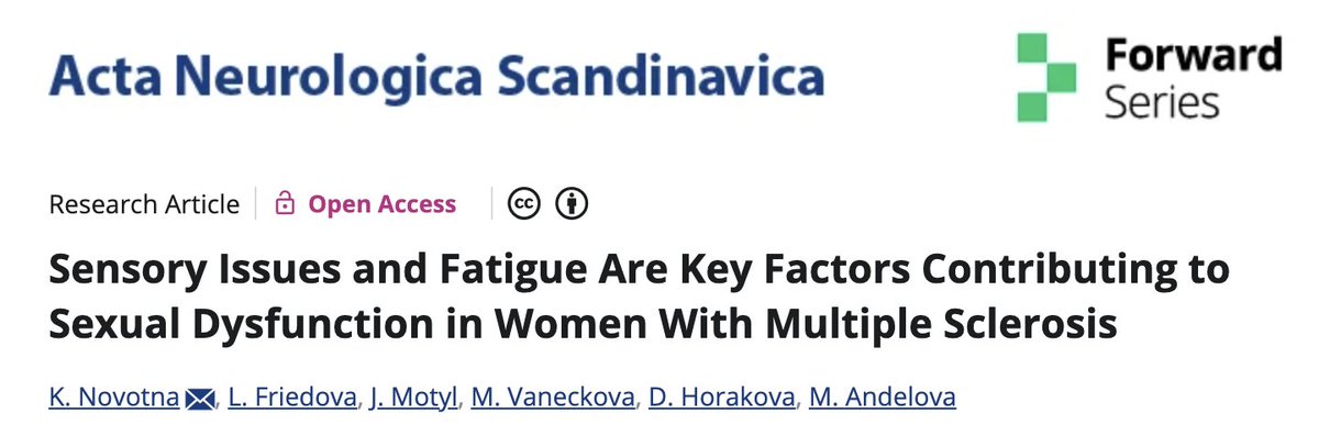 IJMSCtweets's tweet photo. "Walking performance, depression, and sensory dysfunction were key predictors for [#SexualDysfunction] presence and severity, highlighting the need for targeted screening for SD in [women with #MultipleSclerosis] with these risk factors." https://t.co/UislgdYg1V
@UniKarlova https://t.co/8ldsXCMTKh