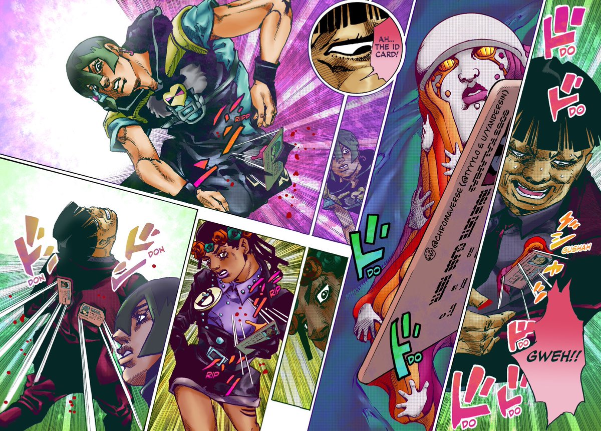 yandersinjjba's tweet photo. My second chapter with The Chromaverse team!! Everyone did an incredible job! Excited to finish Chapter 29, hopefully sooner 😭 Here were all the page I contributed to (part 1)

#JJBA #jjbafanart #TheJojolands https://t.co/5lM9PEqVuu