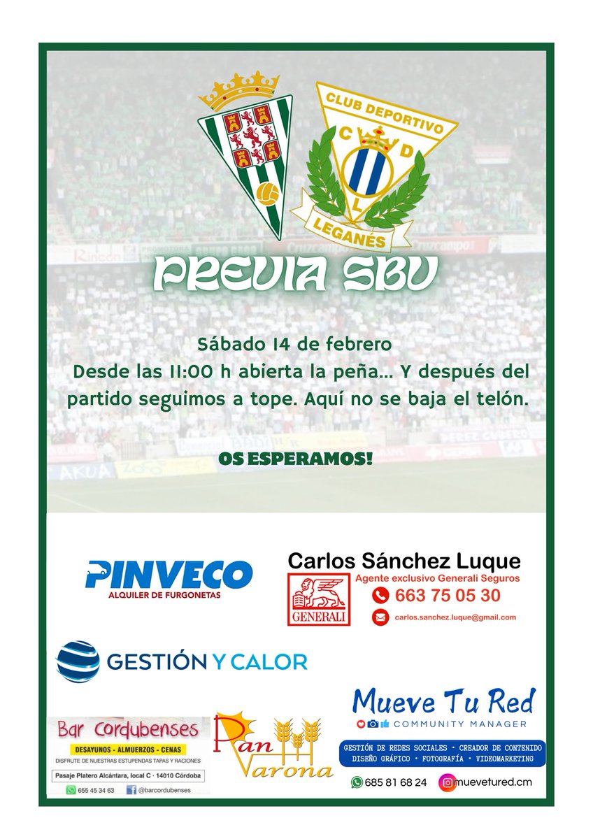 pcsentimientobv's tweet photo. ⚪🟢 𝐏𝐫𝐞𝐯𝐢𝐚 𝐒𝐁𝐕 ⚪️🟢

Lunes! Y aquí tenéis una nueva previa, donde el telón no se baja a pesar de la hora del partido. Comenzamos a las 11h y seguimos después del partido

📍 Pasaje Platero Alcántara, 14
⏰ 11h
🍻 Cervezas, refrescos, copas…

𝙊𝙎 𝙀𝙎𝙋𝙀𝙍𝘼𝙈𝙊𝙎 🙌🏻 https://t.co/OjMmbB3VZO