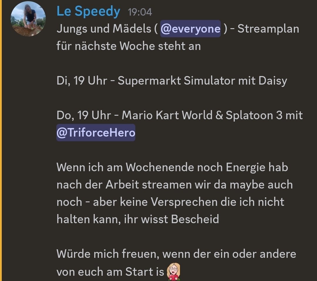 Streaming wird spannend diese Woche mit <a href="/Daisyylein/">Daisy🧸</a> und <a href="/Triforce_Hero_/">Thie𝕏forcer</a> 

Seid alle dabei🥰