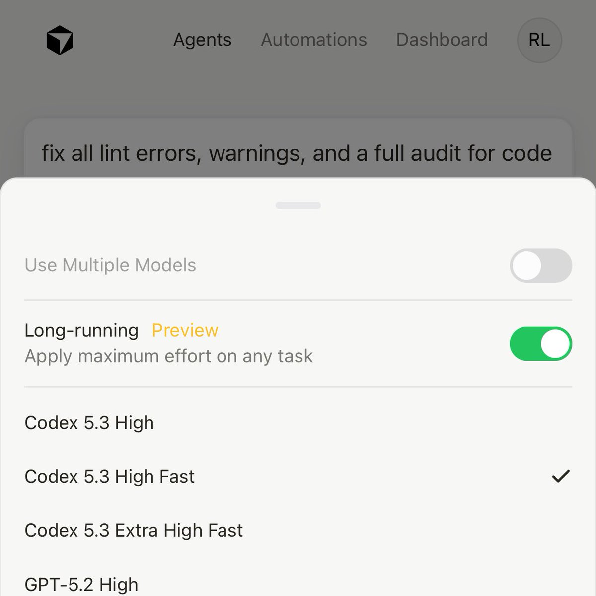 Long-running preview toggle