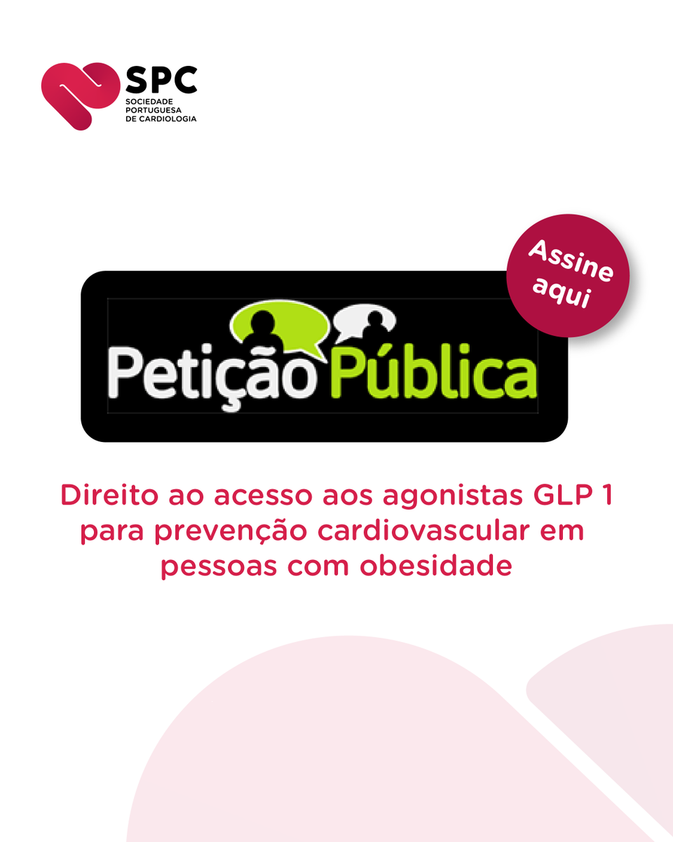 spcardio's tweet photo. ASociedade Portuguesa de Cardiologia criou esta petição para reforçar a importância de permitir o acesso a medicamentos que aumentam a longevidade e melhoram a qualidade de vida das pessoas com doença cardiovascular, especificamente os agonistas do recetor do GLP-1, particularmente relevantes em pessoas com obesidade.

Apesar da evidência científica 📚, em Portugal os cardiologistas continuam impedidos de prescrever estes medicamentos no contexto da prevenção cardiovascular ⚠️.

Alargar o acesso a terapêuticas eficazes é uma medida essencial de saúde pública 🩺.

👉 Assina a petição em https://t.co/jHnoOsbazw