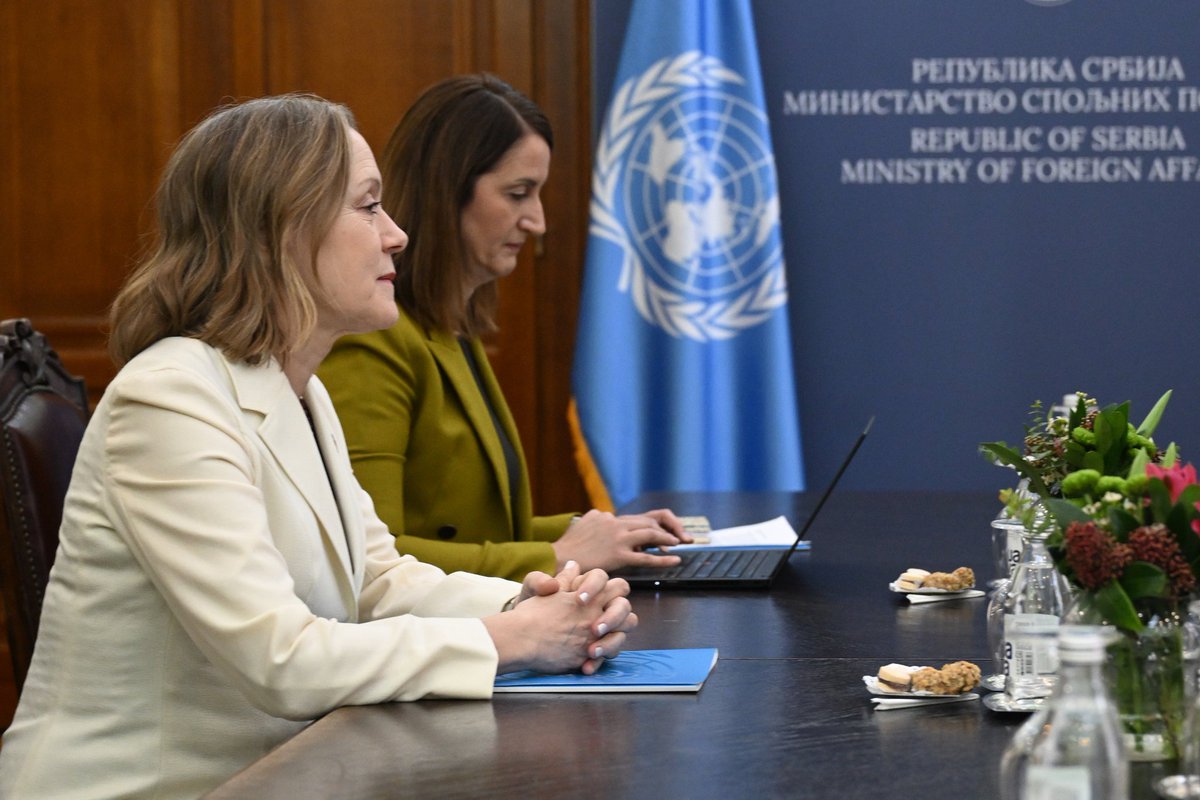 markodjuric's tweet photo. Ahead of signing the #UN #SustainableDevelopment #CooperationFramework for 2026–2030, I met with the UN Resident Coordinator in Serbia, Mrs. Matilde Mordt, to review key aspects of our future collaboration.

We noted with pleasure that over 70% of UN programmes in Serbia are aligned with the reforms our country is undertaking in the #EUAccession process. In this context, I was delighted to hear Mrs. Mordt highlight Serbia’s meaningful progress in health, education, poverty reduction and digital transformation, achievements that inspire confidence and optimism about the road ahead.